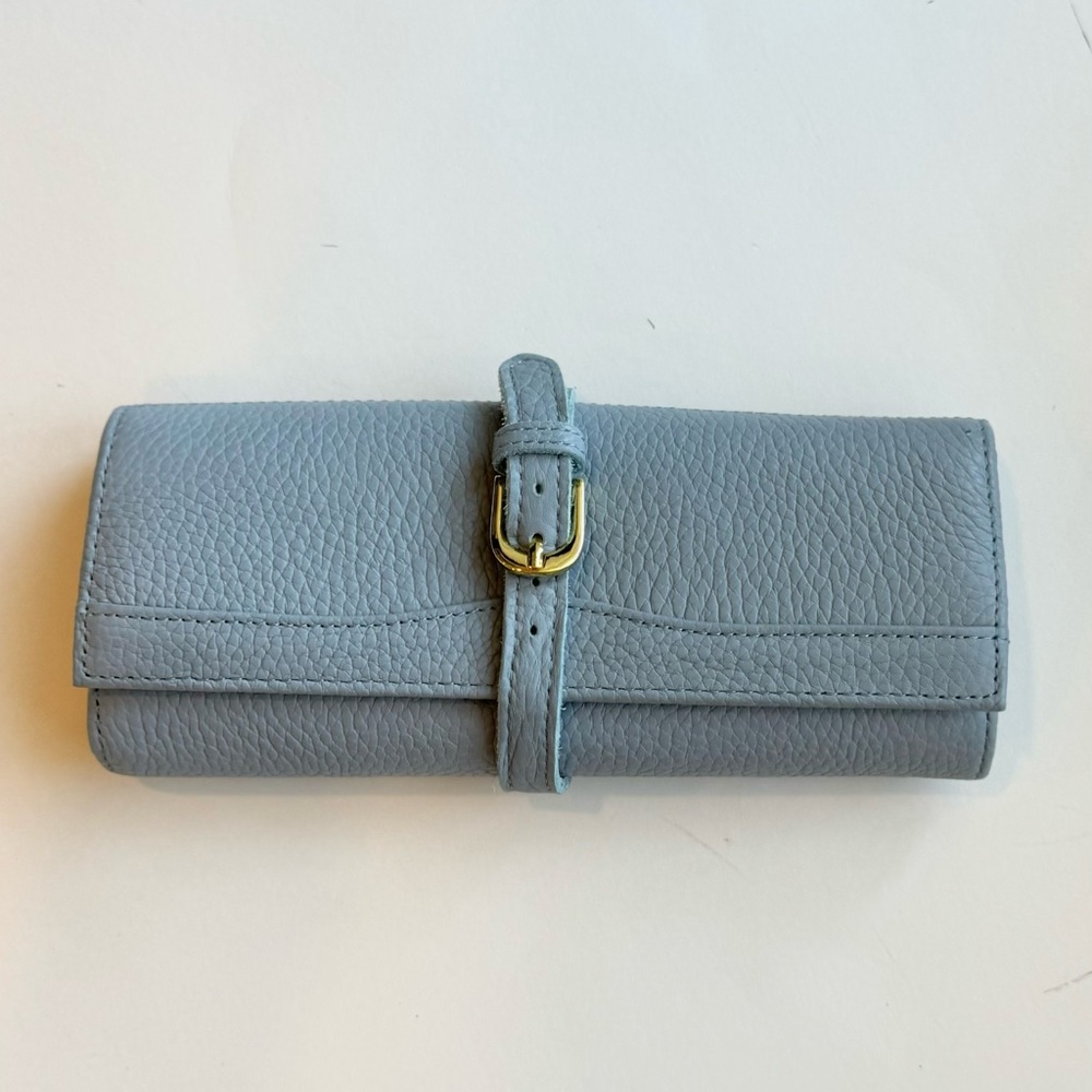 Leather travel jewelry roll